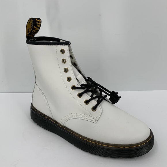 Dr. Martens Shoes Doc Dr Martens Zavala White Combat Moto Boots